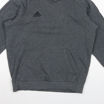adidas Men’s Grey M Pullover Hoodie Logo Fleece Sports