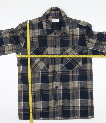 Easy Men's Blue Plaid Flannel Button-Up Shirt Size S Long Sleeve
