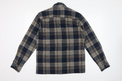 Easy Men's Blue Plaid Flannel Button-Up Shirt Size S Long Sleeve