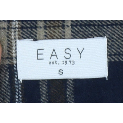 Easy Men's Blue Plaid Flannel Button-Up Shirt Size S Long Sleeve