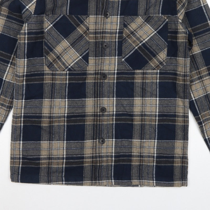Easy Men's Blue Plaid Flannel Button-Up Shirt Size S Long Sleeve