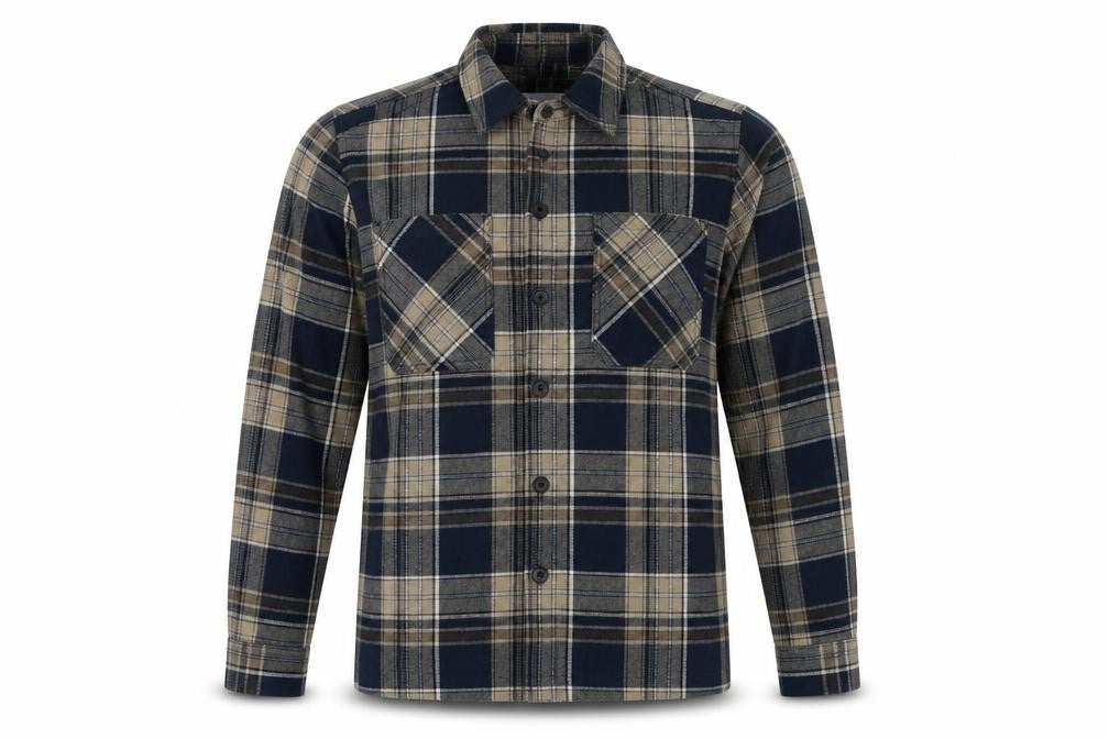 Easy Men's Blue Plaid Flannel Button-Up Shirt Size S Long Sleeve