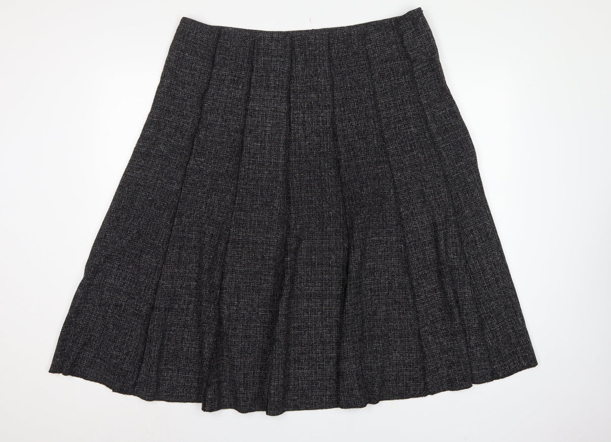 Claudia C Women’s Black UK 20 Pleated Knee Length Skirt