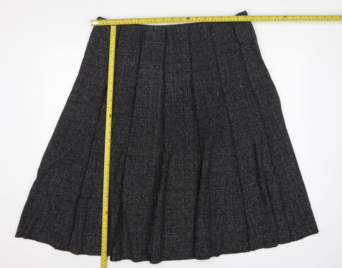 Claudia C Women’s Black UK 20 Pleated Knee Length Skirt