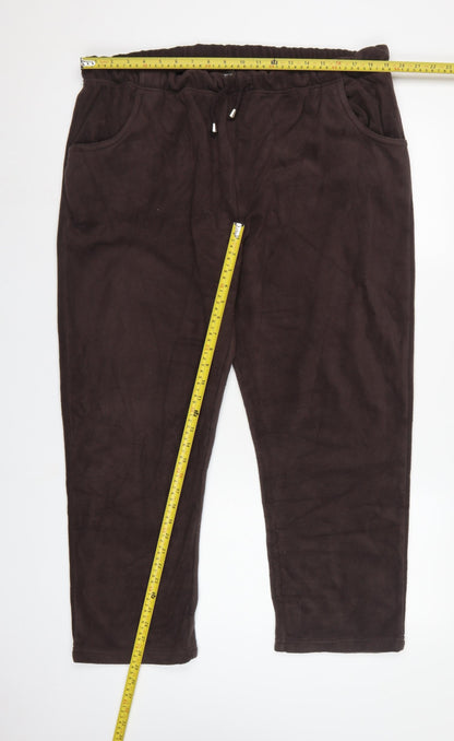 Damart Women’s Brown XL UK 22/24 Fleece Drawstring Jogger Trousers