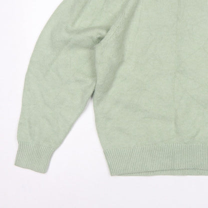 Next Women Green UK 10 Mock Neck Puff Sleeve Knit Jumper