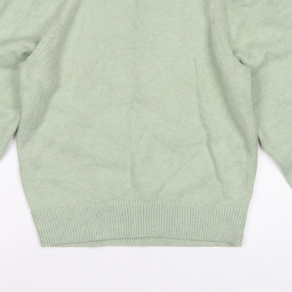 Next Women Green UK 10 Mock Neck Puff Sleeve Knit Jumper