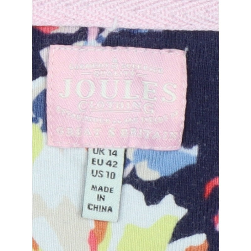 Joules Women’s Blue Floral Cotton Jersey Shift Dress UK 14 Knee Length