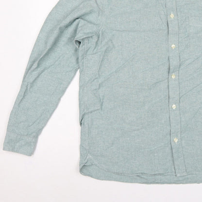H&M Men’s Green L.O.G.G. L Regular Cotton Button-Down Shirt