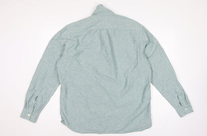 H&M Men’s Green L.O.G.G. L Regular Cotton Button-Down Shirt