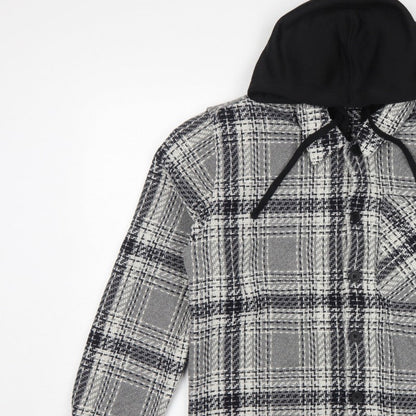 Easy 1973 Mens Grey Check Hooded Shacket Jacket Size S