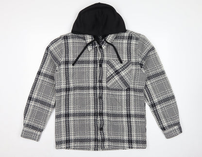 Easy 1973 Mens Grey Check Hooded Shacket Jacket Size S
