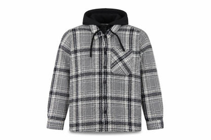 Easy 1973 Mens Grey Check Hooded Shacket Jacket Size S