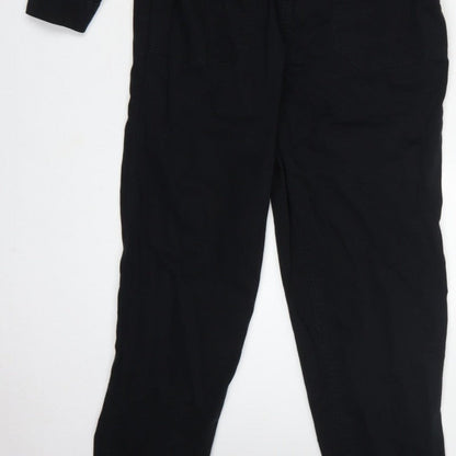 New Look Denim Women Black UK 14 Long Sleeve Zip Utility Jumpsuit