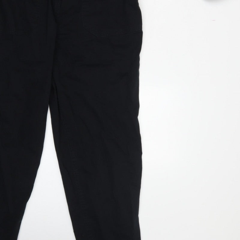New Look Denim Women Black UK 14 Long Sleeve Zip Utility Jumpsuit
