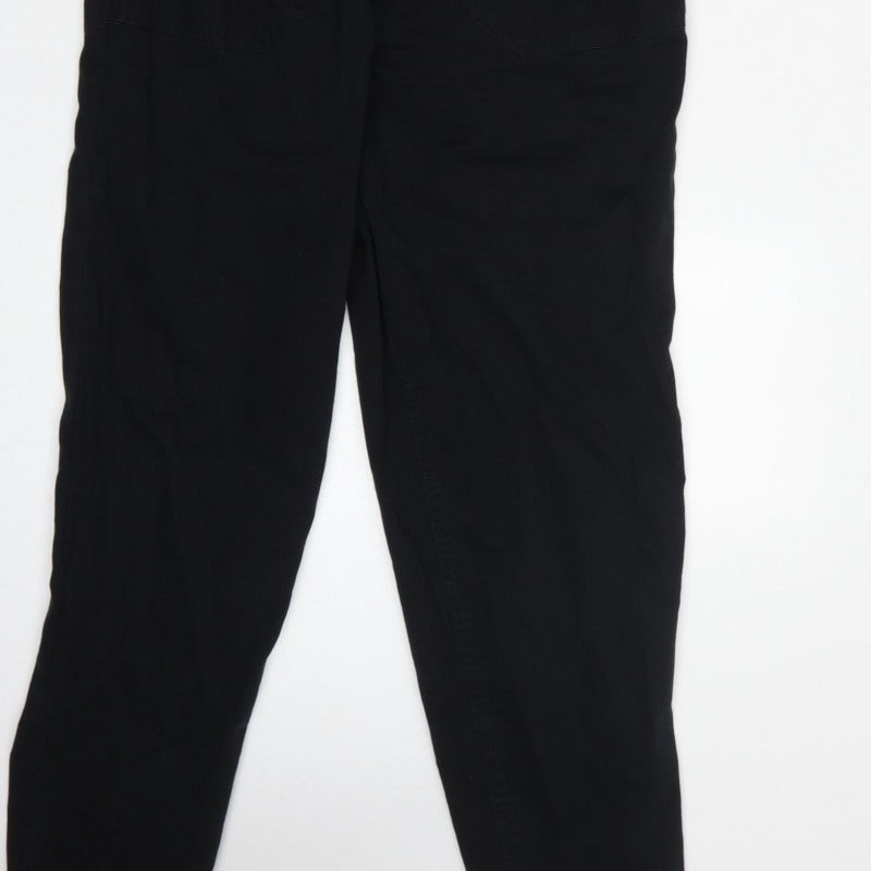 New Look Denim Women Black UK 14 Long Sleeve Zip Utility Jumpsuit