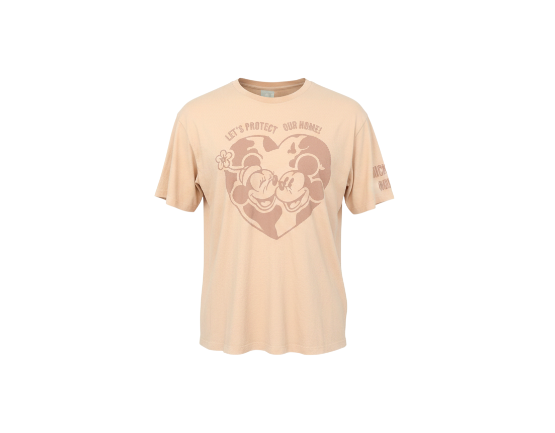 Disney Women Beige Mickey & Minnie Organic Cotton T-Shirt Size S