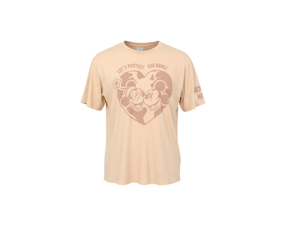 Disney Women Beige Mickey & Minnie Organic Cotton T-Shirt Size S