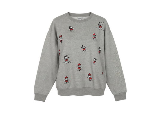 Disney Women’s Grey Mickey & Minnie Mouse XL Pullover Sweatshirt