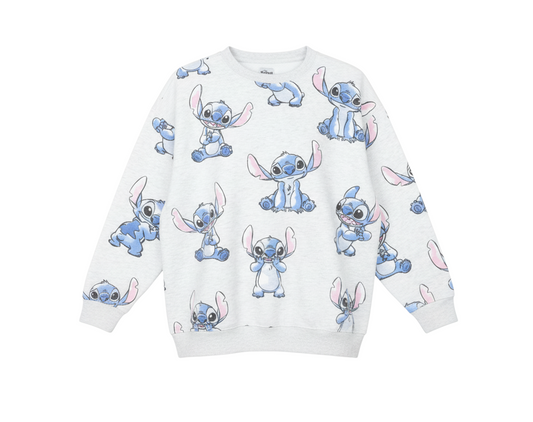 Disney Stitch Women's Grey Sweatshirt Small Pullover Casual Cute Print