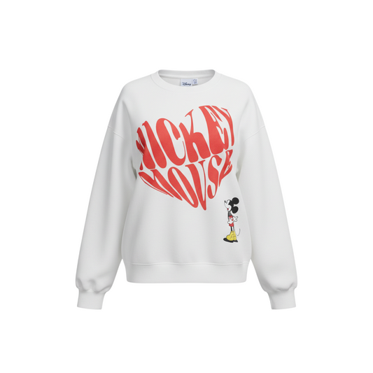 Disney Women White Mickey Mouse XL Sweatshirt Crew Neck Pullover