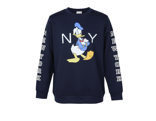 Disney Women Navy Donald Duck New York Pullover Sweatshirt L