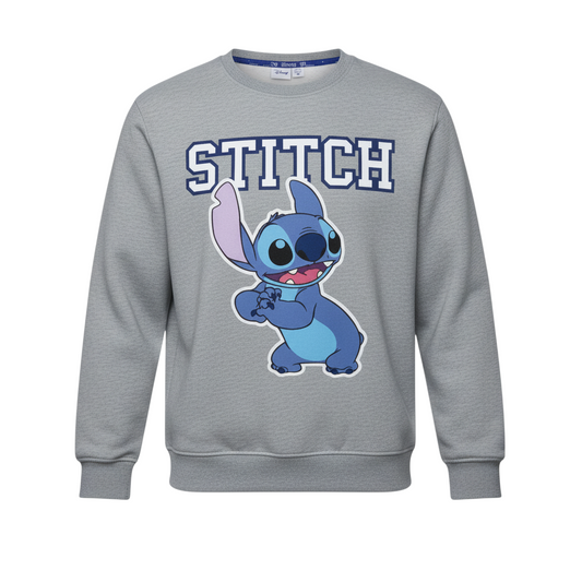 Disney Womens Grey Stitch Sweatshirt L 14/16 Crew Neck Pullover