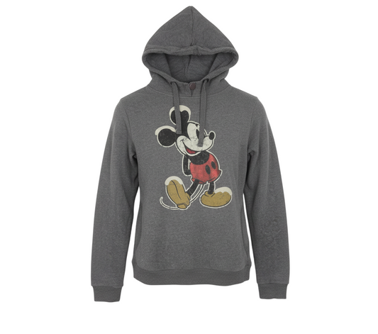 Disney Women Grey Mickey Mouse Pullover Hoodie Medium Cotton Blend