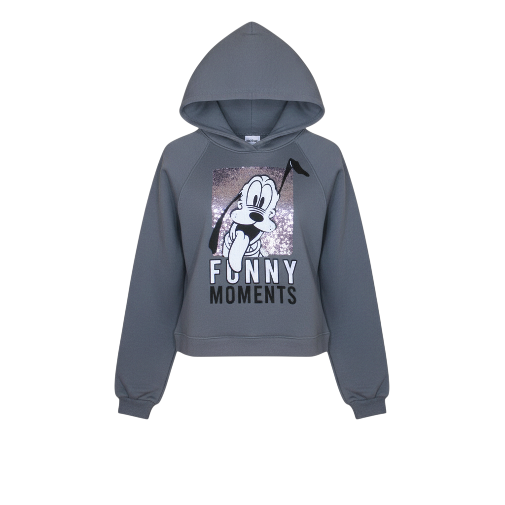 Zara Girls Grey Disney Hoodie 13-14 Years Pullover Sequin Funny Moments