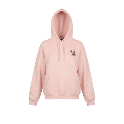 Disney Women Pink Hooded Pullover Hoodie L Mickey & Minnie Graphic