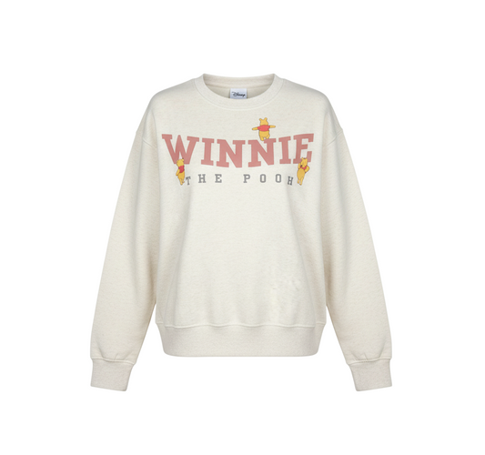 Disney Women Beige XS Winnie the Pooh Crew Neck Sweatshirt