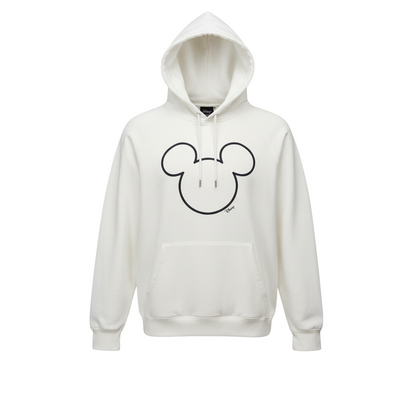 H&M Women’s White Disney Mickey Hoodie L 80% Cotton Pullover Hooded Sweatshirt