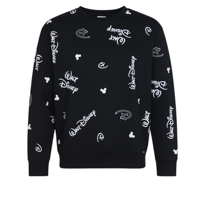Disney Womens Black Sweatshirt 2XS Crew Neck Long Sleeve Walt Logo Print