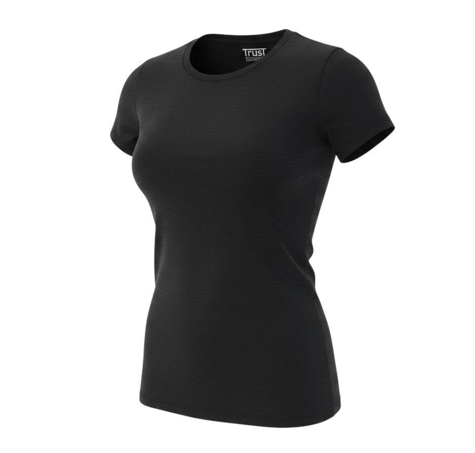 Prewornwholesale black crew neck unisex t-shirt made from sustainable bamboo and elastane blend