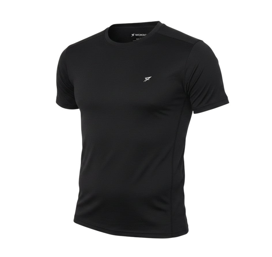 WORKOUT Womens Black  Polyester Basic T-Shirt  Round Neck Pullover