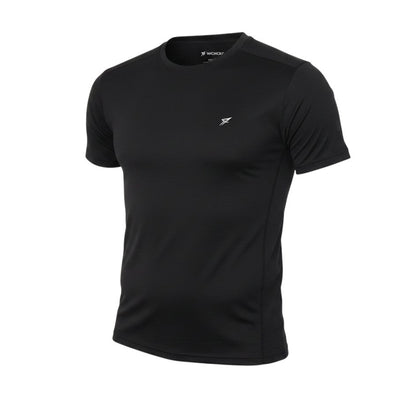 WORKOUT Womens Black  Polyester Basic T-Shirt  Round Neck Pullover