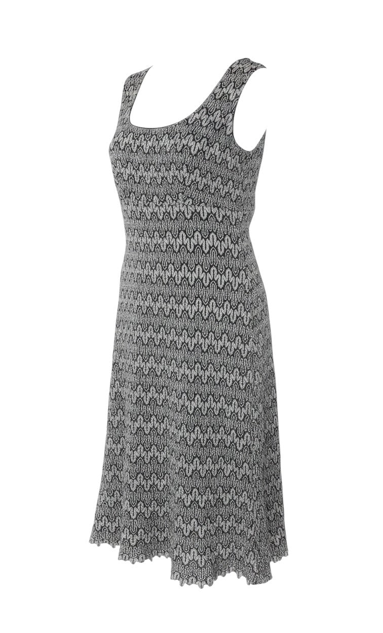 Planet Women Black Silver UK 10 Long Fit & Flare Metallic Knit Dress