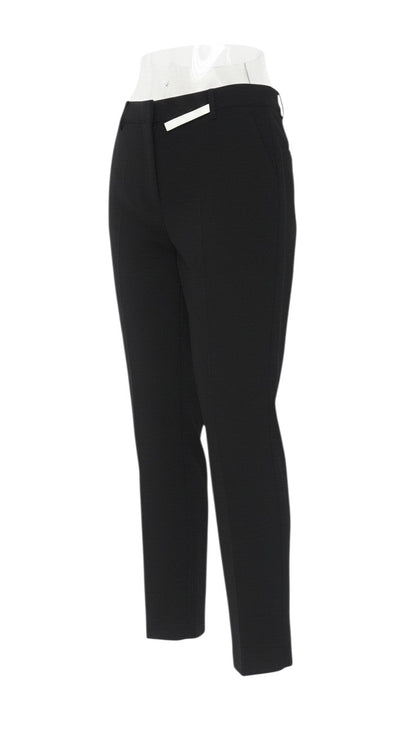 Marks & Spencer Women Black UK 10 Short Straight Tailored Trousers