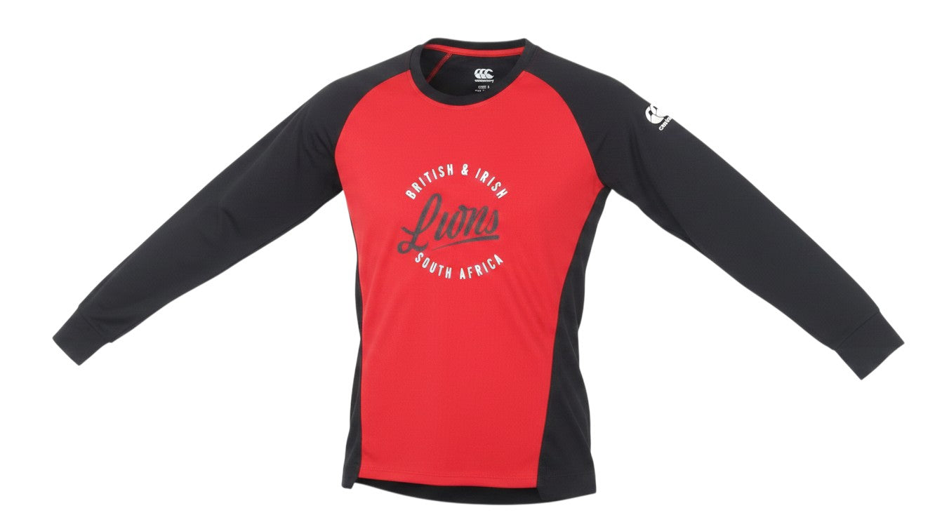Prewornwholesale Canterbury British and Irish Lions rugby pullover in red and black polyester with round neck