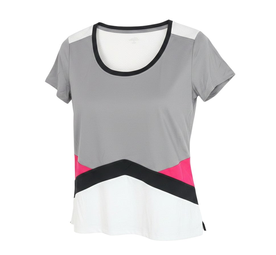Active Touch Women's Colourblock T-Shirt, Size S, Grey/Pink