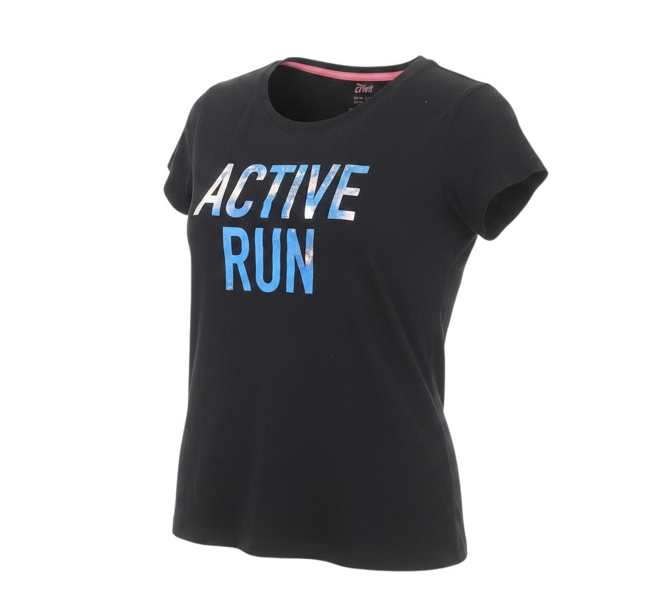 Additional view of Crivit women’s black cotton basic t-shirt, size M, crew neck pullover