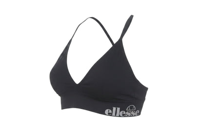 Prewornwholesale Ellesse black cropped gym tank top with V-neck and branded elastic hem for activewear