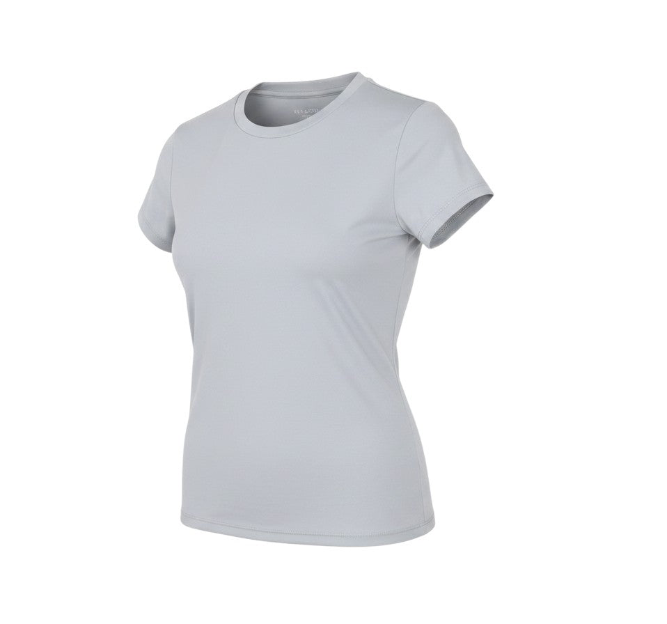 Prewornwholesale Glassons grey short sleeve slim fit activewear t-shirt in moisture-wicking nylon elastane blend.
