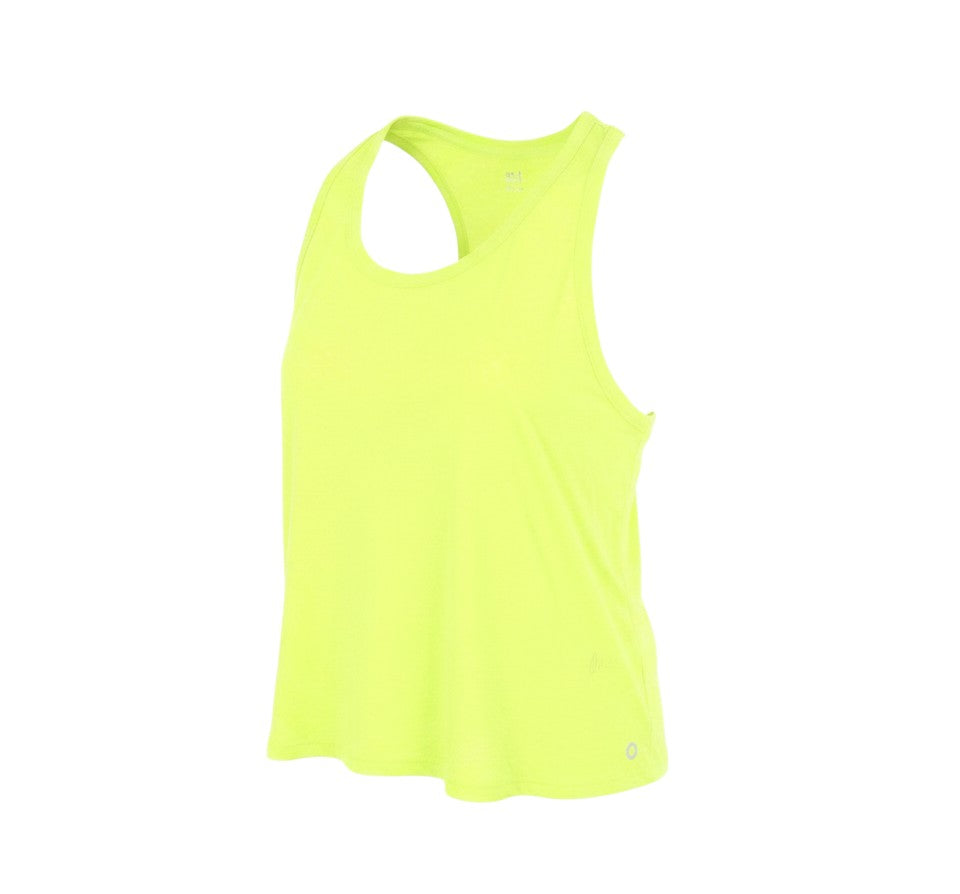 Prewornwholesale Goodmove women's neon green polyester racerback tank top with a round neck for athletic wear