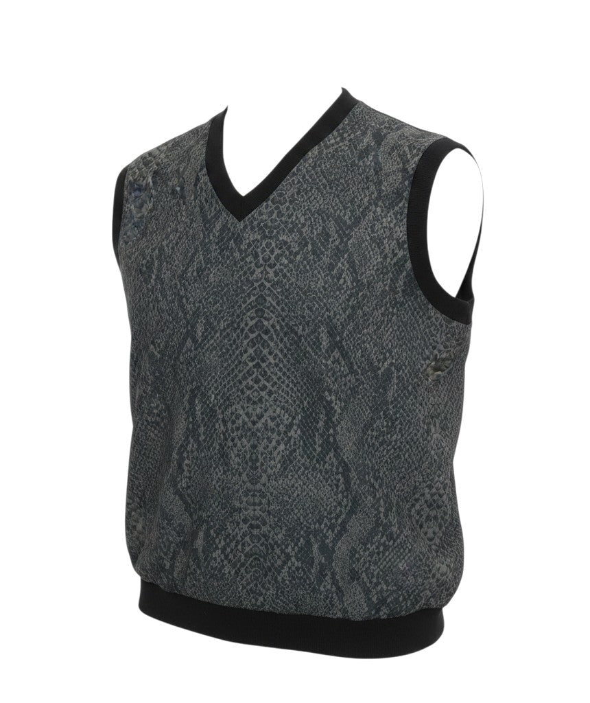 Additional view of Sunderland of Scotland women’s green animal print polyester pullover tank, size M, v-neck pullover