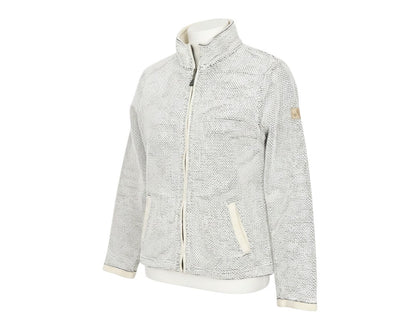 Prewornwholesale grey cotton blend full zip jacket with ribbed collar and side pockets on a mannequin