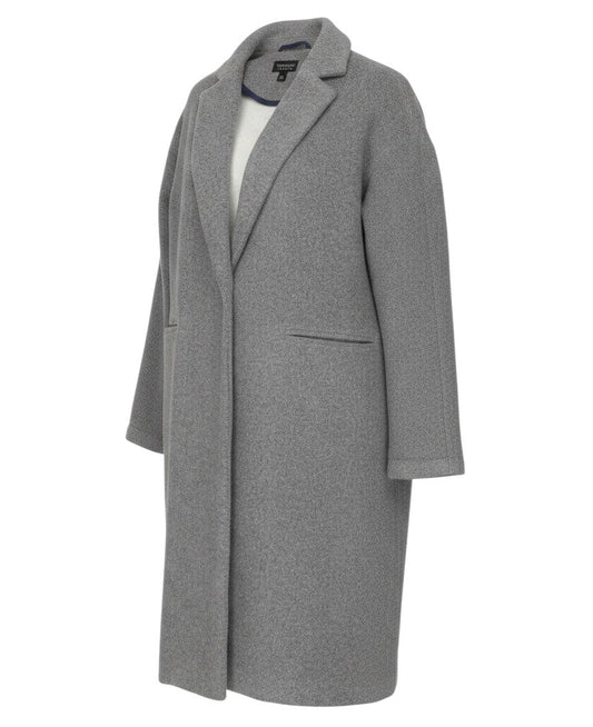 Prewornwholesale Topshop grey wool-blend longline overcoat with snap front closure and side pockets