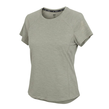 Prewornwholesale H&M women's sage green polyester crew neck training t-shirt with short raglan sleeves