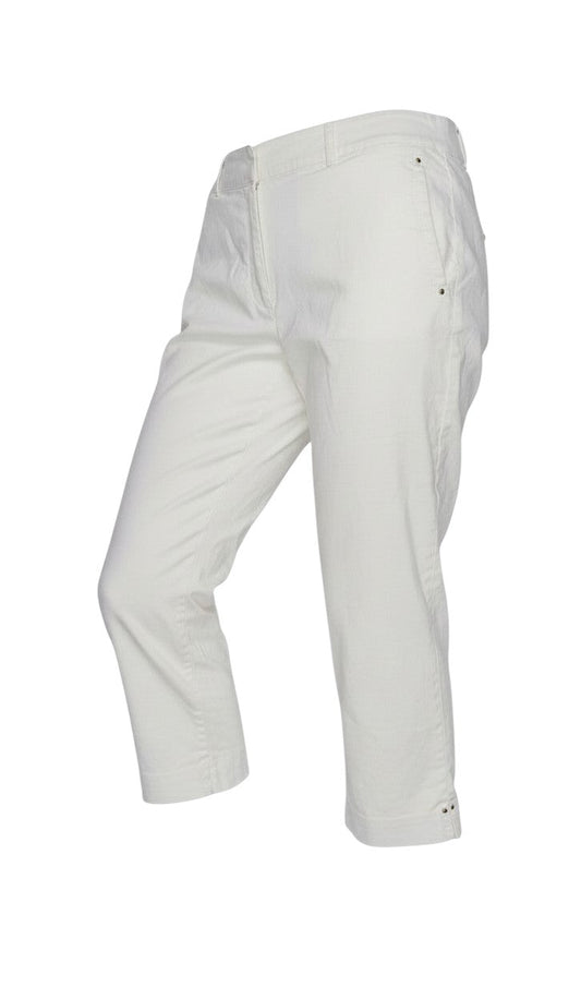 M&S Portfolio Women Ivory UK 18 Cotton Tapered Trousers
