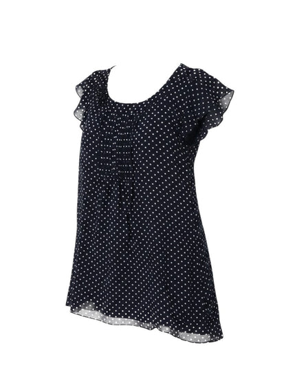 Ronni Nicole Women Blue Polka Dot Fit & Flare Dress UK 18 Ruffle